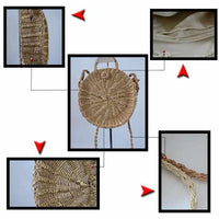 Chic Handmade Paper Rattan Woven Round Handbag - Golonzo -                                                                             
