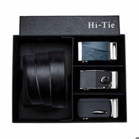 Classic Alloy Buckle Cowhide Genuine Leather Belt for Men - 3 Buckles Style - Golonzo -                                                                             