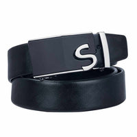 Classic Alloy Buckle Cowhide Genuine Leather Belt for Men - 3 Buckles Style - Golonzo -                                                                             