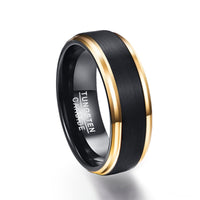 Classic Black-Gold 100% pure Tungsten Rings - Golonzo -                                                                             
