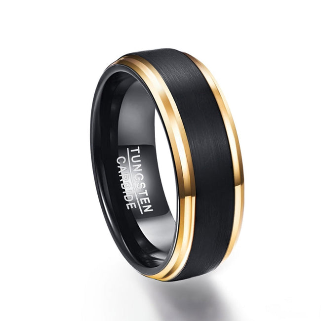 Classic Black-Gold 100% pure Tungsten Rings - Golonzo -                                                                             