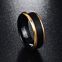 Classic Black-Gold 100% pure Tungsten Rings - Golonzo -                                                                             