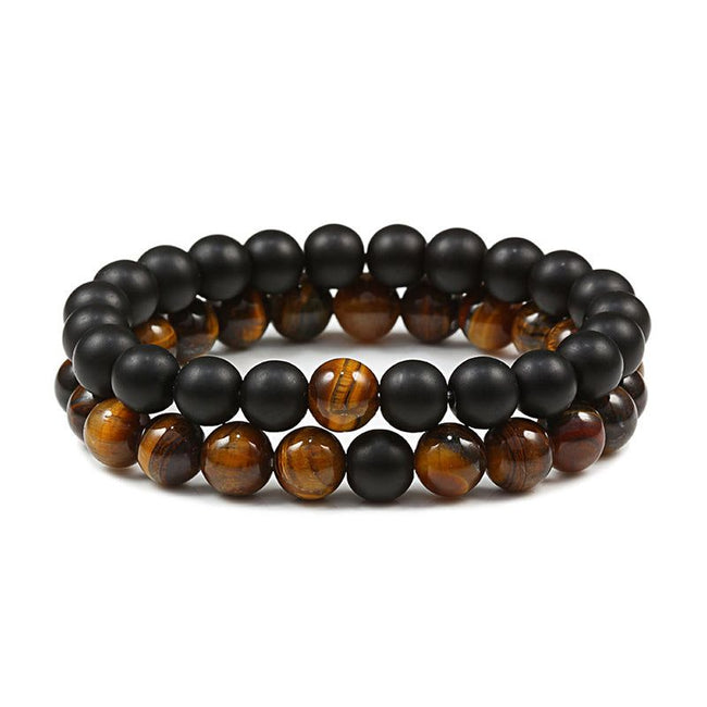 Classic Fashion Couple Tiger's Eye Stone Bracelets Bangles - Golonzo -                                                                             