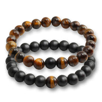 Classic Fashion Couple Tiger's Eye Stone Bracelets Bangles - Golonzo -                                                                             