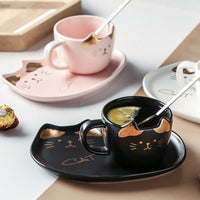Coffee Cup With Set Creative Cute Cat Tea Cup - Golonzo -                                                                             