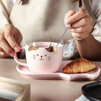 Coffee Cup With Set Creative Cute Cat Tea Cup - Golonzo -                                                                             