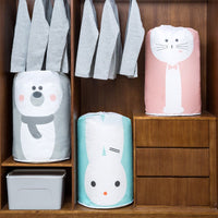Collapsible Storage Bag Clothes Cotton Blanket Bed Cover Wardrobe Sweater Storage Bag Cute Bear - Golonzo -                                                                             