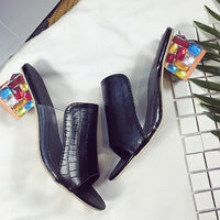 Colorful Rhinestone Crystals Heels - Golonzo -                                                                             