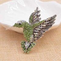 Colorful Rhinestone Hummingbird Brooch - Golonzo -                                                                             