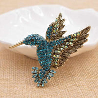 Colorful Rhinestone Hummingbird Brooch - Golonzo -                                                                             