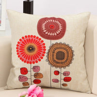 Cotton Linen Flower Pattern Throw Pillow Cushion Cover - Golonzo -                                                                             