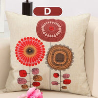 Cotton Linen Flower Pattern Throw Pillow Cushion Cover - Golonzo -                                                                             