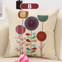 Cotton Linen Flower Pattern Throw Pillow Cushion Cover - Golonzo -                                                                             