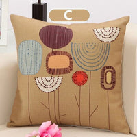 Cotton Linen Flower Pattern Throw Pillow Cushion Cover - Golonzo -                                                                             