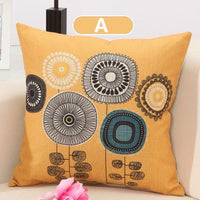 Cotton Linen Flower Pattern Throw Pillow Cushion Cover - Golonzo -                                                                             