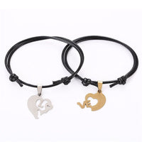 Couple Bracelet for Lovers Two Pieces Heart Stainless Steel - Golonzo -                                                                             