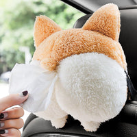 Creative Corgi Ass Tissue Box Soft Cartoon Paper Napkin Case Cute Animals Car Paper Boxes - Golonzo -                                                                             