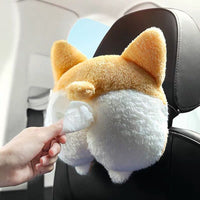 Creative Corgi Ass Tissue Box Soft Cartoon Paper Napkin Case Cute Animals Car Paper Boxes - Golonzo -                                                                             
