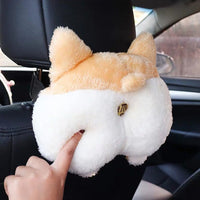 Creative Corgi Ass Tissue Box Soft Cartoon Paper Napkin Case Cute Animals Car Paper Boxes - Golonzo -                                                                             