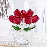 Crystal Red Rose Figurine Art - Golonzo -                                                                             