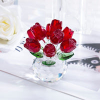Crystal Red Rose Figurine Art - Golonzo -                                                                             