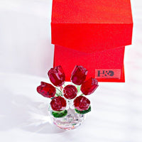 Crystal Red Rose Figurine Art - Golonzo -                                                                             