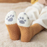 Cute Cat Paw Fluffy Winter Socks - Golonzo -                                                                             