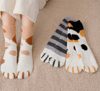 Cute Cat Paw Fluffy Winter Socks - Golonzo -                                                                             