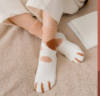 Cute Cat Paw Fluffy Winter Socks - Golonzo -                                                                             