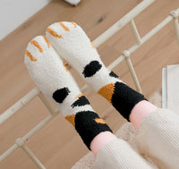 Cute Cat Paw Fluffy Winter Socks - Golonzo -                                                                             