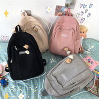 Cute Corduroy Backpack Stripe Pattern for Teenage Girls - Golonzo -                                                                             