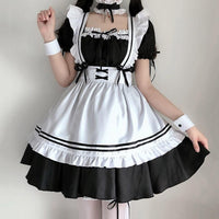 Cute Maid Outfit Long Dress Black And White Dresses - Golonzo -                                                                             