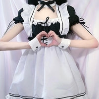 Cute Maid Outfit Long Dress Black And White Dresses - Golonzo -                                                                             