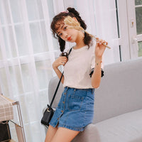 Denim Skirt - Japanese High Waist A-line Mini Skirts - Golonzo -                                                                             