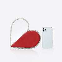 Diamond Red Heart Evening Clutch Bags Women Chic Rhinestone Metal - Golonzo -                                                                             