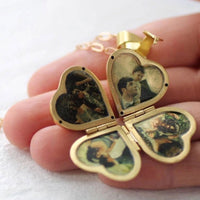 Diy Jewelry Vintage Heart Shaped 4 layer Photo Locket - Golonzo -                                                                             