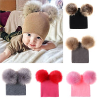 Double Ball Pompom Winter Warm Hat - Golonzo -                                                                             
