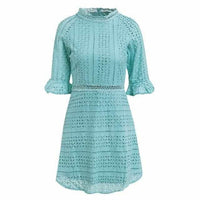 Elegant Half sleeve hollow out lace dress - Golonzo -                                                                             