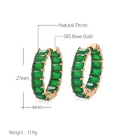 Emerald Square Cut Zircon Big Drop Earrings - Golonzo -                                                                             