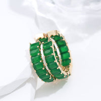 Emerald Square Cut Zircon Big Drop Earrings - Golonzo -                                                                             