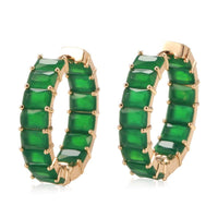 Emerald Square Cut Zircon Big Drop Earrings - Golonzo -                                                                             