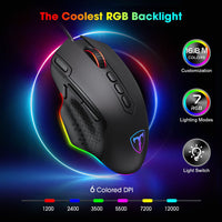 Ergonomic Gaming Mouse Wired 12000 DPI With RGB Backlit - Golonzo -                                                                             