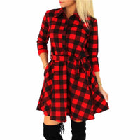 Explosions Women Plaid Dress - Autumn Plaid Dresses - Golonzo -                                                                             