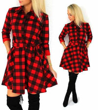 Explosions Women Plaid Dress - Autumn Plaid Dresses - Golonzo -                                                                             