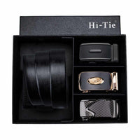 Fashion Alloy Buckle Cowhide Leather Belt for Men - 3 Styles Automatic Buckle - Golonzo -                                                                             