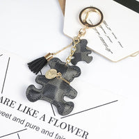 Fashion Cute Bear Keychain Faux Leather - Golonzo -                                                                             