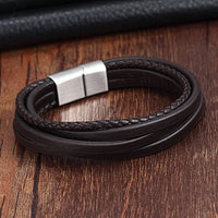 Fashion Genuine Leather Stainless Steel Chain Bracelet - Golonzo -                                                                             