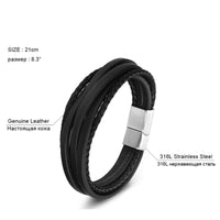 Fashion Genuine Leather Stainless Steel Chain Bracelet - Golonzo -                                                                             