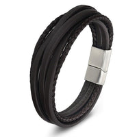 Fashion Genuine Leather Stainless Steel Chain Bracelet - Golonzo -                                                                             
