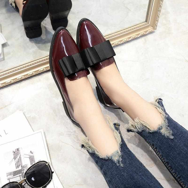 Classic Pointed Toe Flats Black/Red Shoes - Golonzo -                                                                             